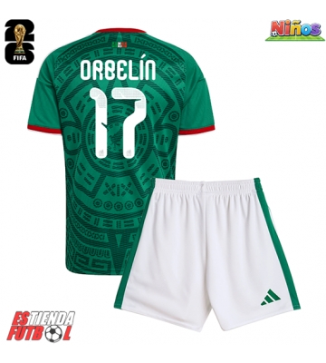 México Orbelin Pineda #17 Primera Equipación Niños Mundial 2026 Manga Corta (+ Pantalones cortos)